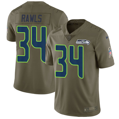 Nike Seahawks #34 Thomas Rawls Olive Men's Stitched NFL Limited Salute to Service Jersey - Click Image to Close